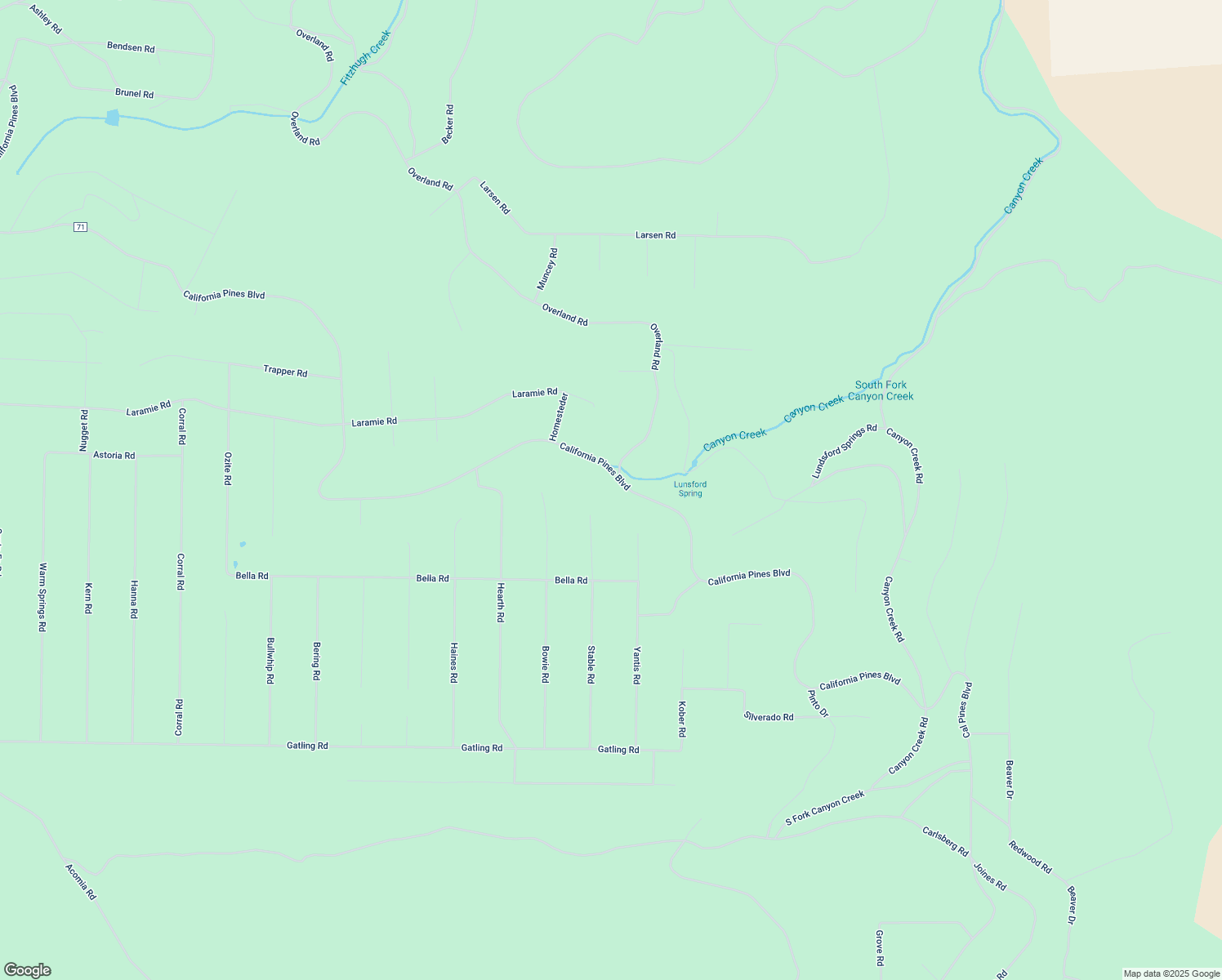 map of restaurants, bars, coffee shops, grocery stores, and more near California Pines Boulevard in Modoc County