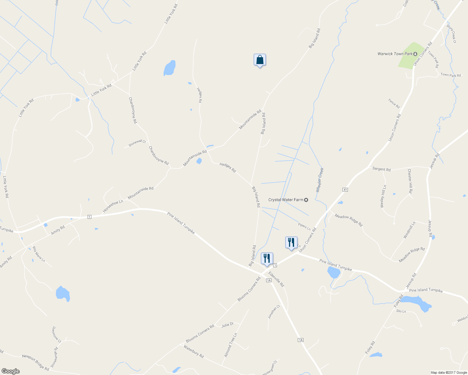 map of restaurants, bars, coffee shops, grocery stores, and more near 9 Hedges Road in Warwick