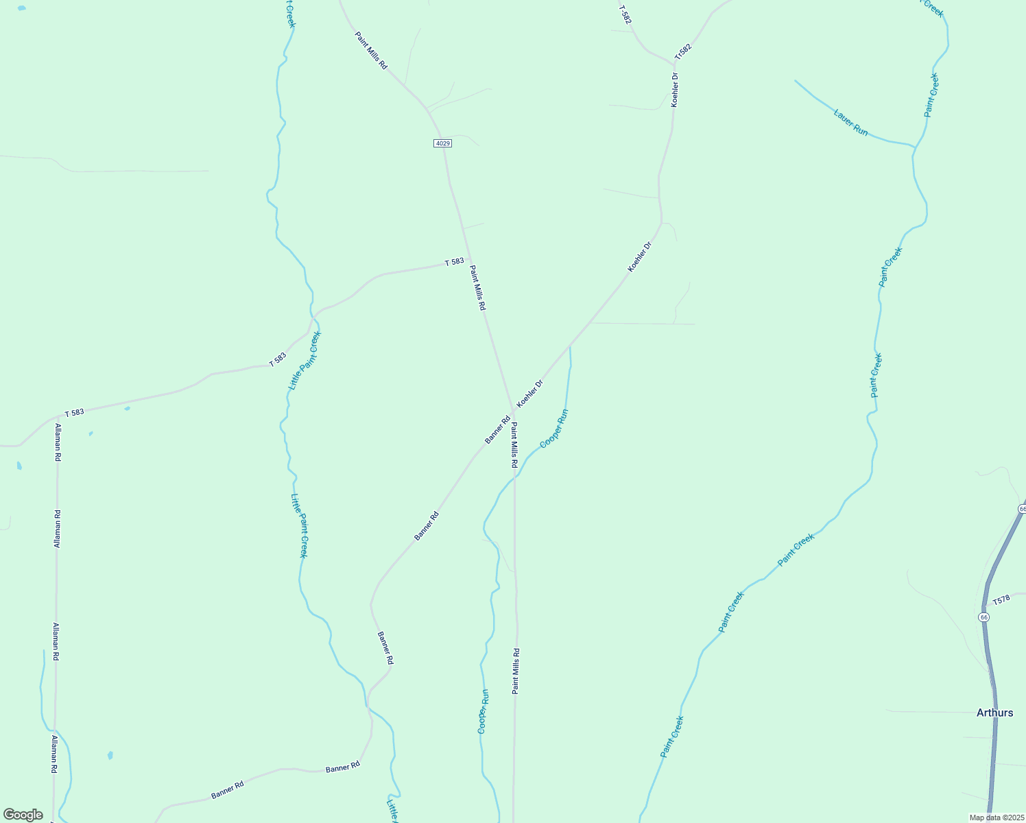 map of restaurants, bars, coffee shops, grocery stores, and more near 2538 Paint Mills Road in Shippenville
