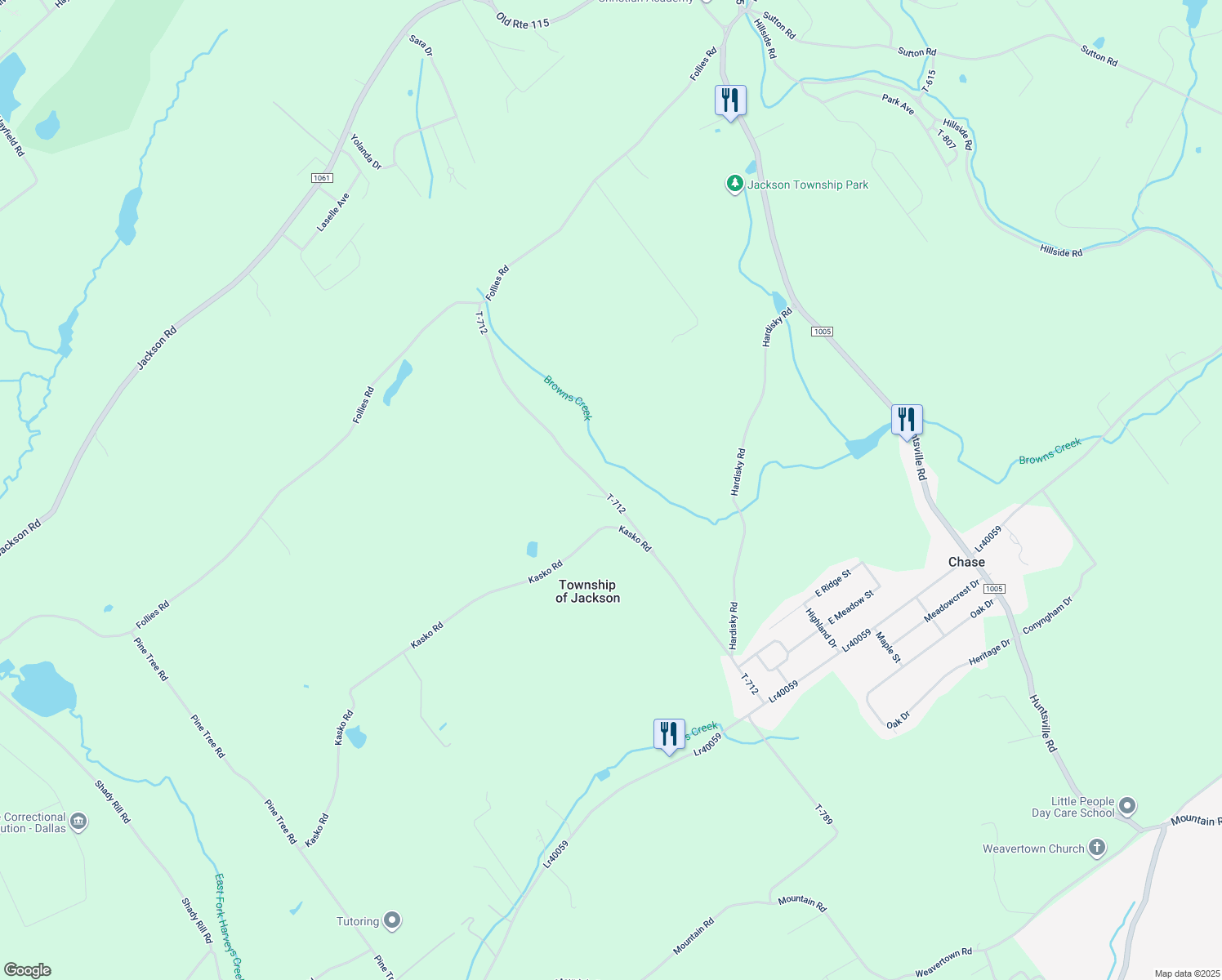 map of restaurants, bars, coffee shops, grocery stores, and more near 710 Gates Road in Shavertown