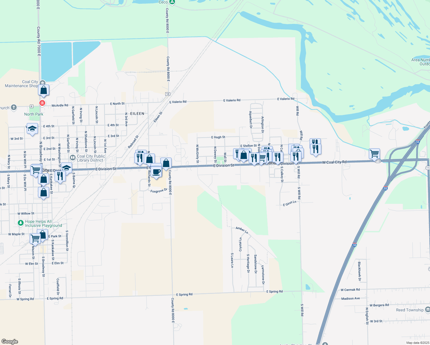 map of restaurants, bars, coffee shops, grocery stores, and more near 1680 East Patmore Street in Diamond
