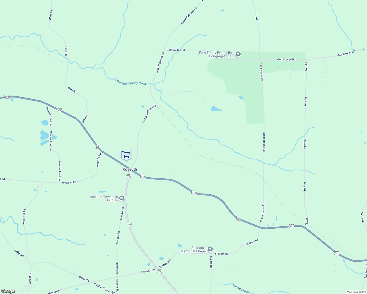 map of restaurants, bars, coffee shops, grocery stores, and more near in Kossuth