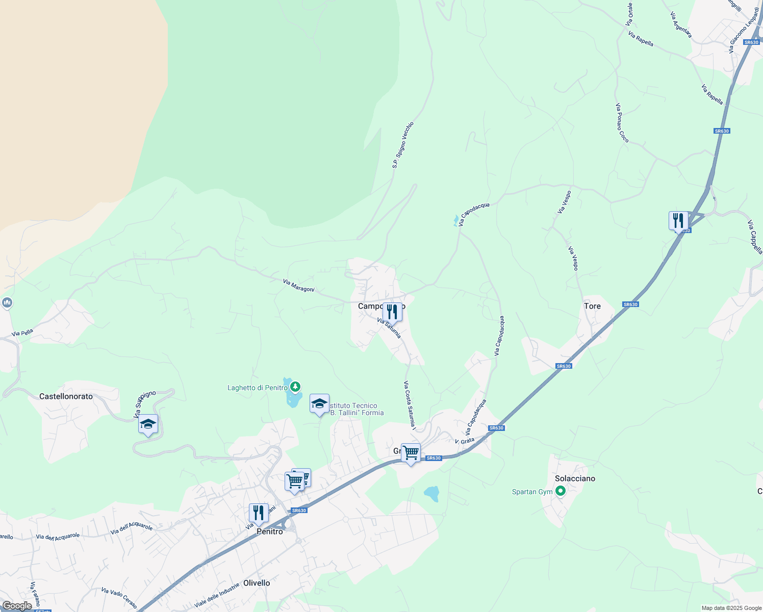 map of restaurants, bars, coffee shops, grocery stores, and more near in Campodivivo