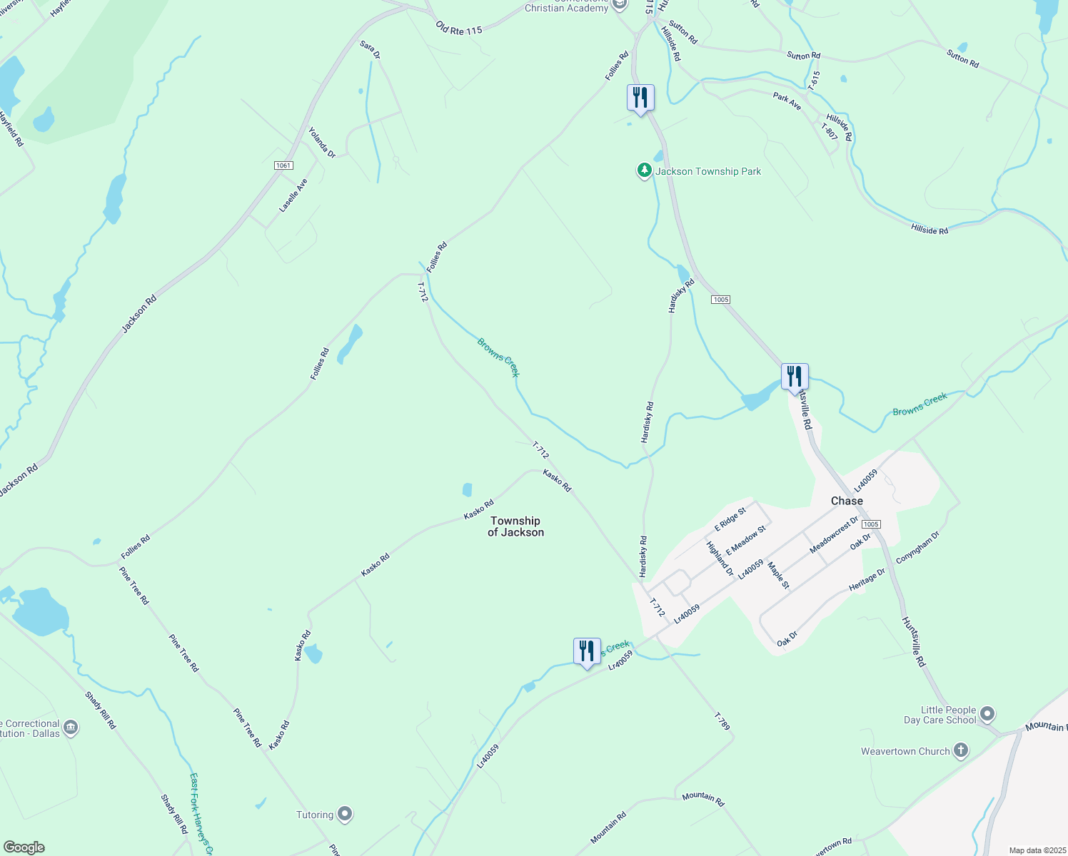 map of restaurants, bars, coffee shops, grocery stores, and more near 710 Gates Road in Shavertown