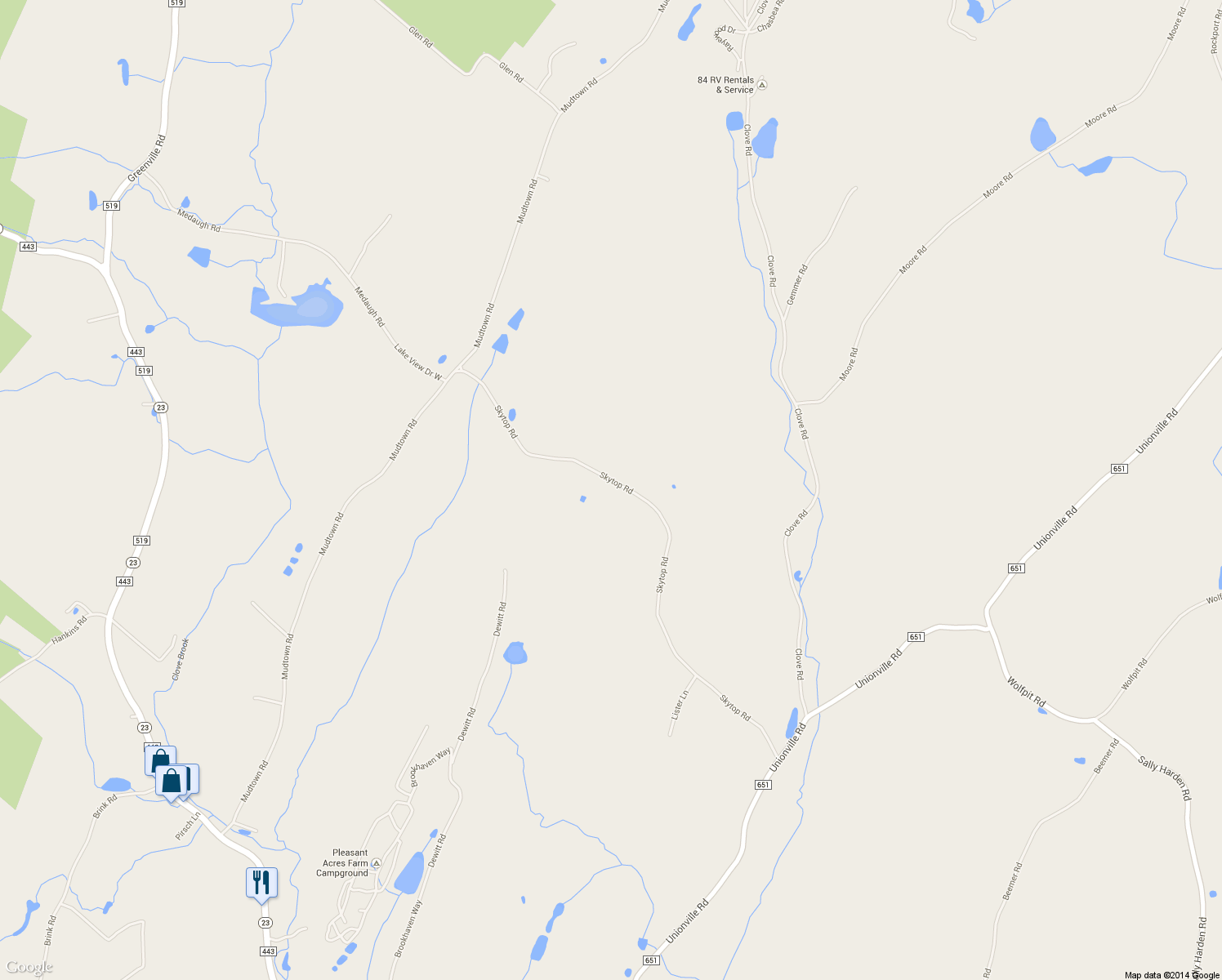 map of restaurants, bars, coffee shops, grocery stores, and more near 54 Skytop Road in Wantage