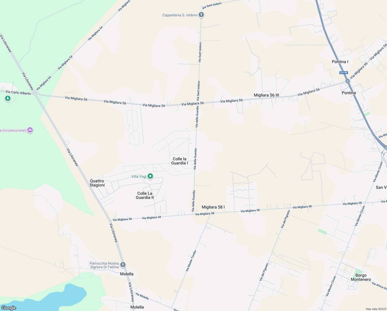 map of restaurants, bars, coffee shops, grocery stores, and more near 8 Via della Guardia in Colle La Guardia I