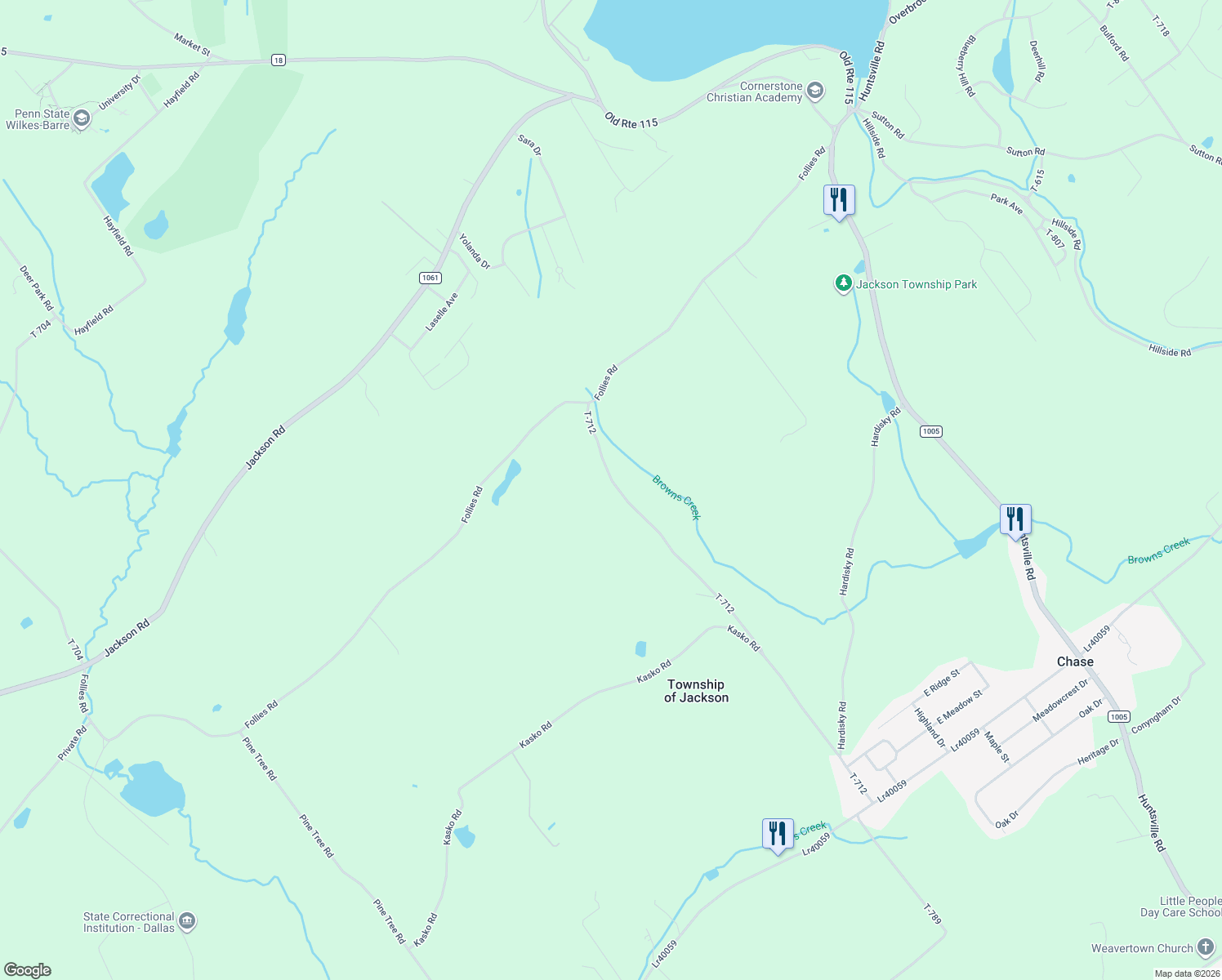 map of restaurants, bars, coffee shops, grocery stores, and more near 1085 Gates Road in Shavertown