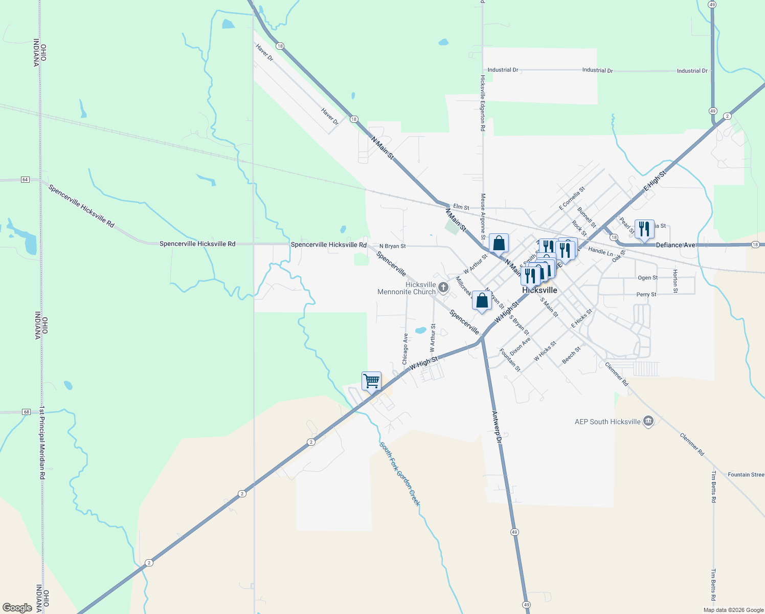map of restaurants, bars, coffee shops, grocery stores, and more near 108 Westwood Ct in Hicksville