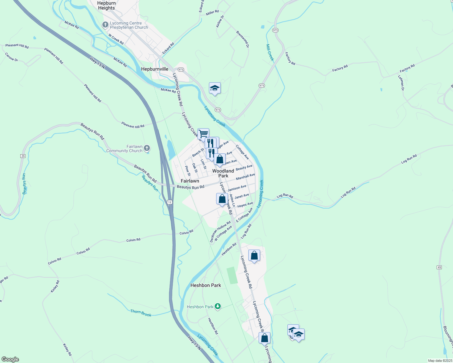 map of restaurants, bars, coffee shops, grocery stores, and more near 1956 Marshall Ave in Williamsport