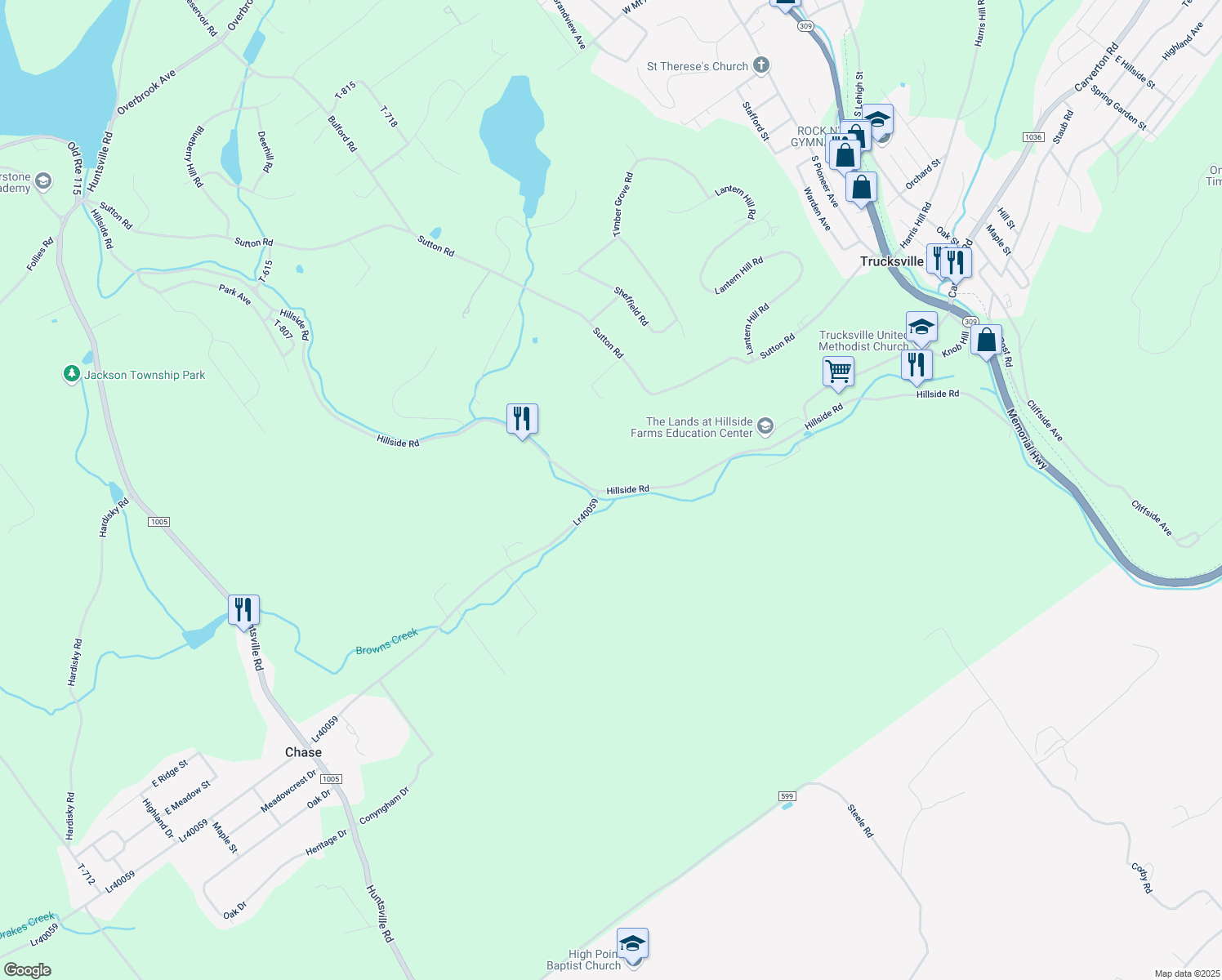map of restaurants, bars, coffee shops, grocery stores, and more near 1296 Hillside Road in Plymouth