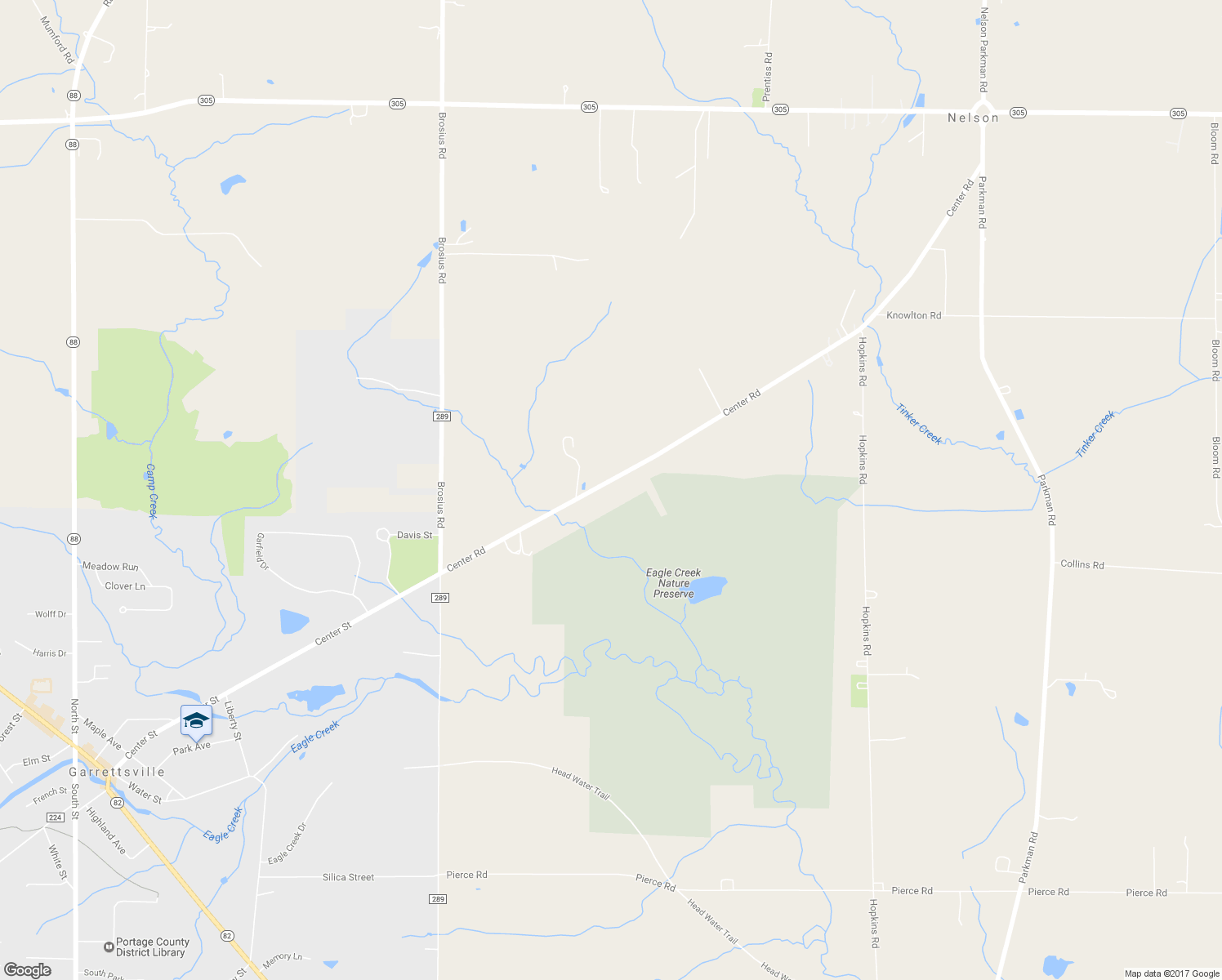 map of restaurants, bars, coffee shops, grocery stores, and more near 11146 Center Road in Garrettsville