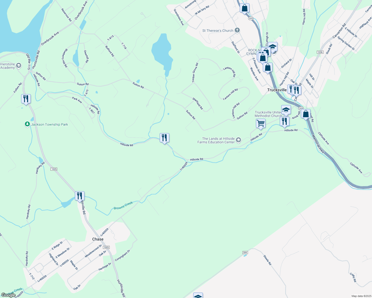 map of restaurants, bars, coffee shops, grocery stores, and more near 1296 Hillside Road in Plymouth