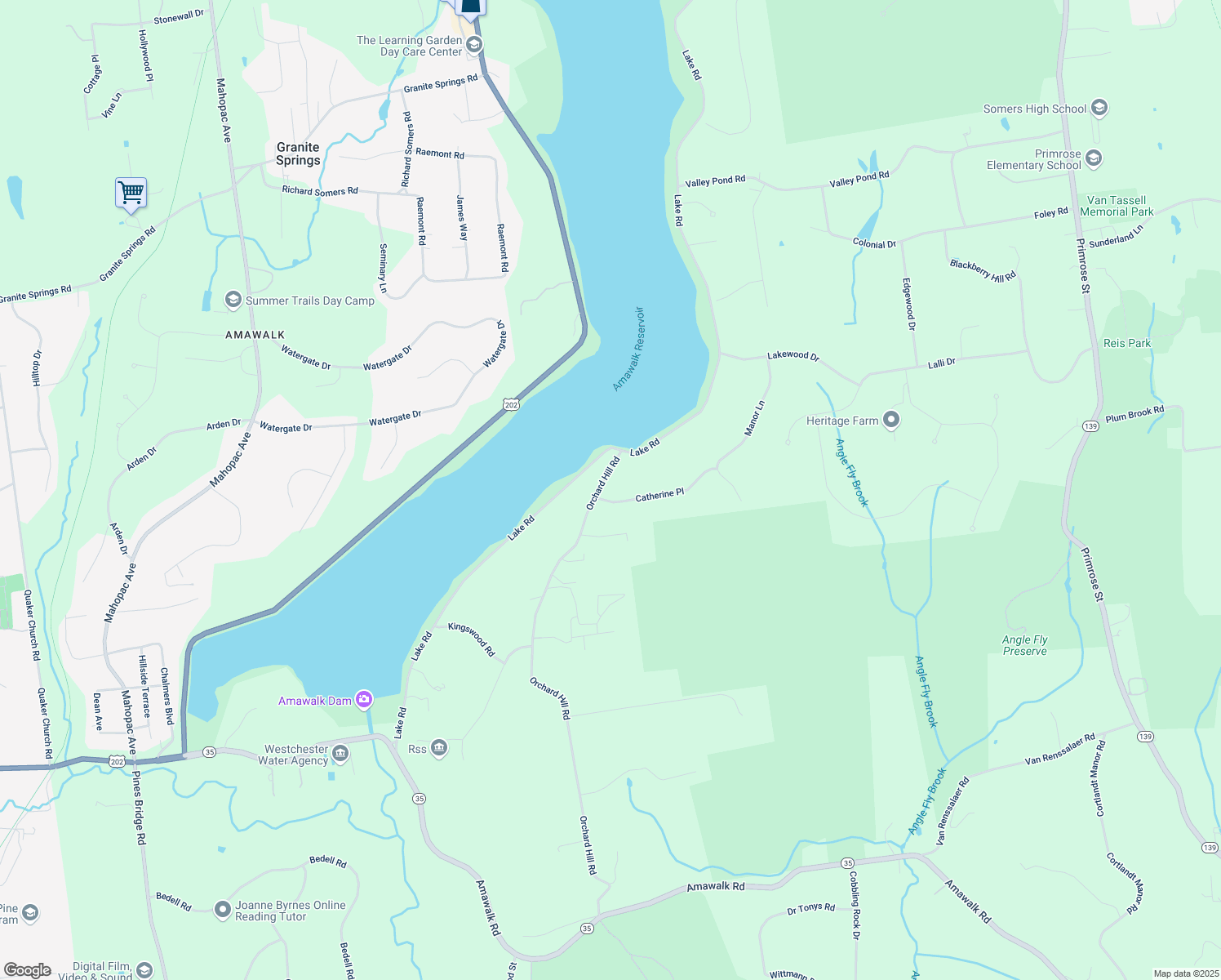 map of restaurants, bars, coffee shops, grocery stores, and more near 2 Catherine Place in Katonah