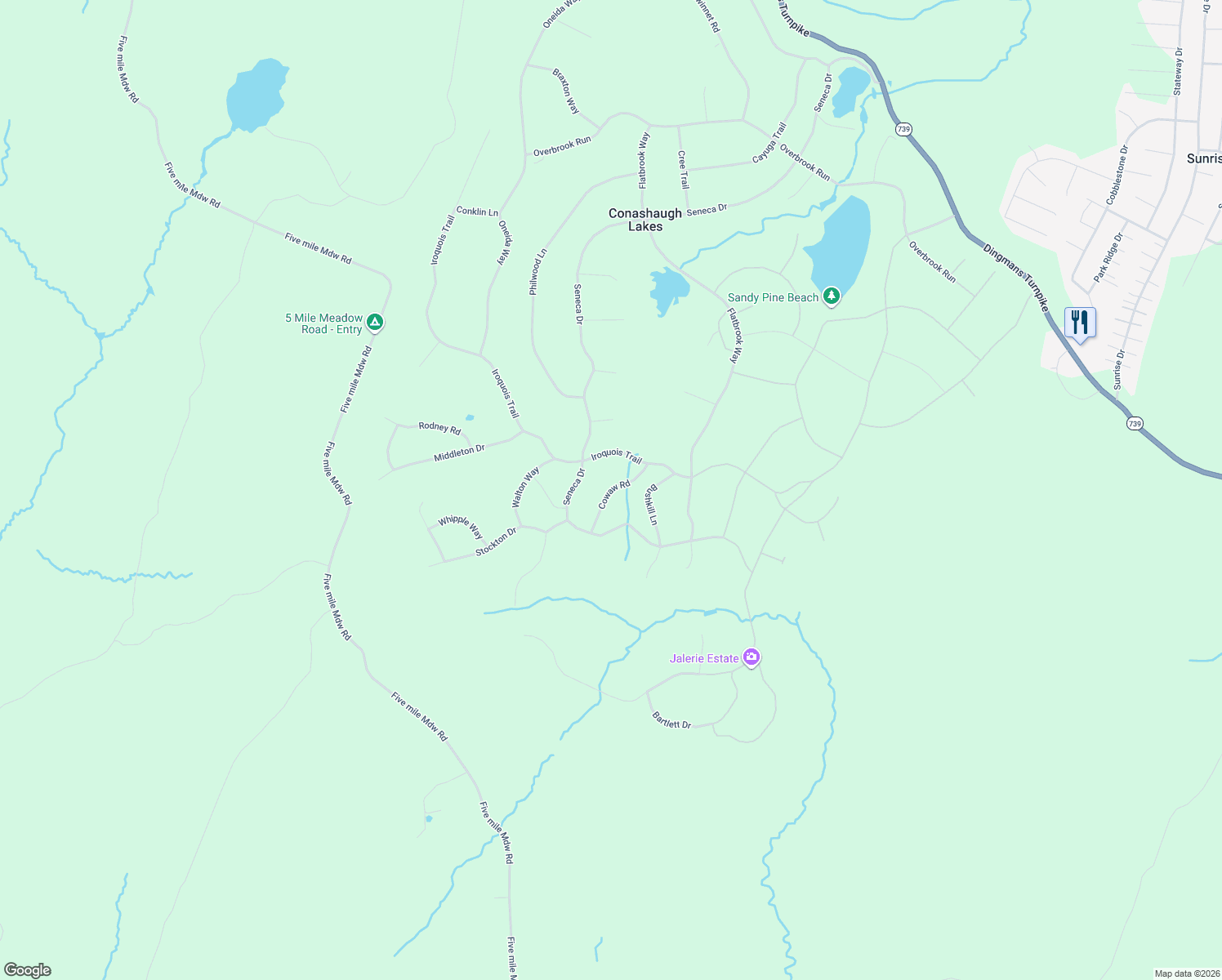 map of restaurants, bars, coffee shops, grocery stores, and more near Cowaw Road in Milford