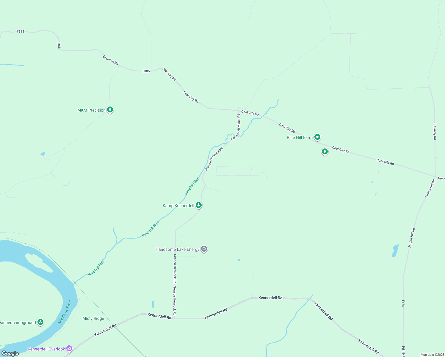 map of restaurants, bars, coffee shops, grocery stores, and more near 101-143 Daugherty Drive in Kennerdell