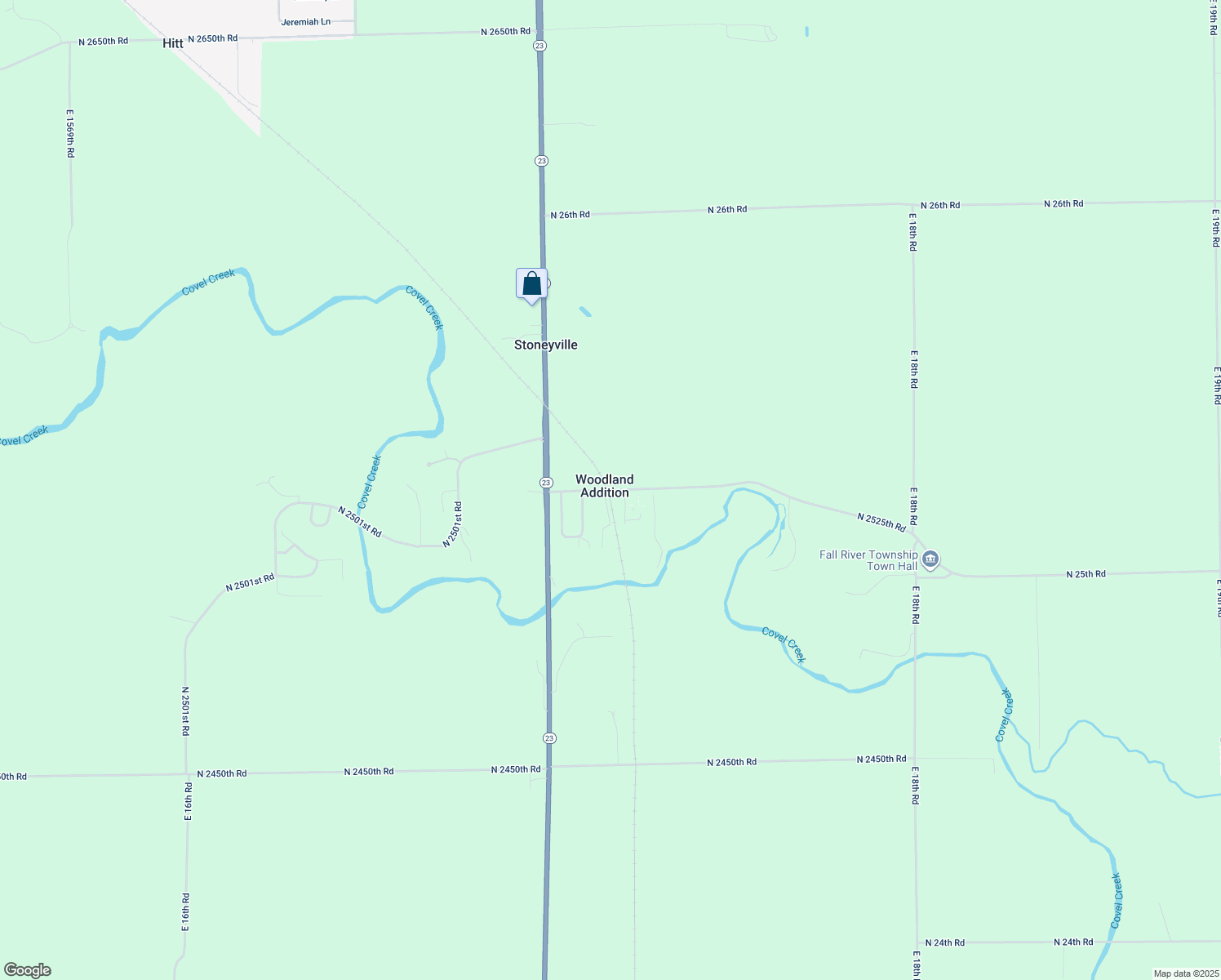 map of restaurants, bars, coffee shops, grocery stores, and more near 1716 North 2525th Road in Ottawa