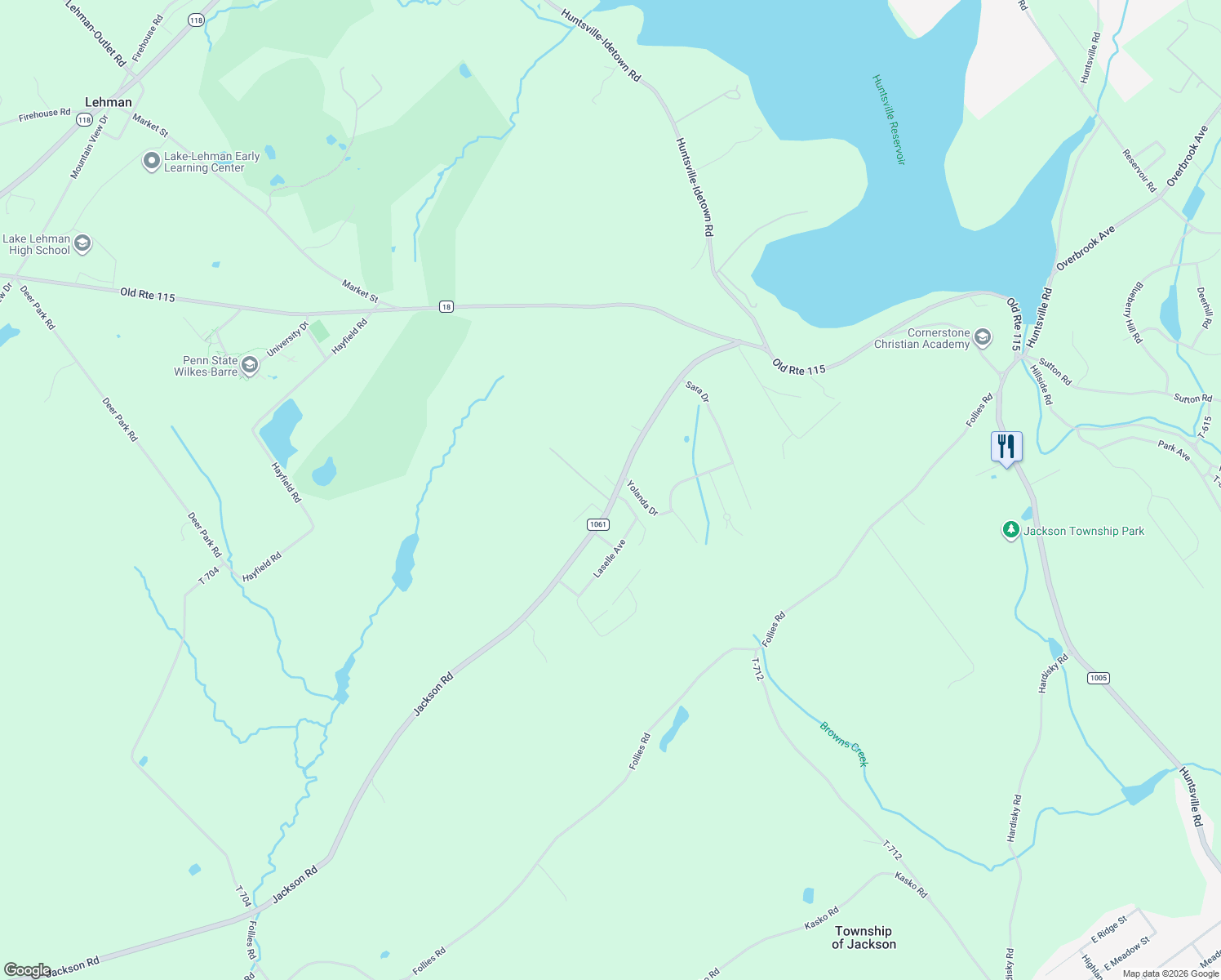 map of restaurants, bars, coffee shops, grocery stores, and more near 113 Jackson Road in Shavertown