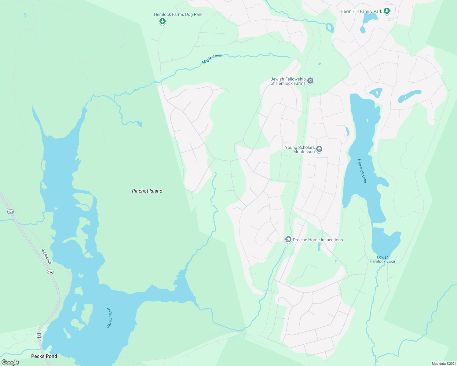 map of restaurants, bars, coffee shops, grocery stores, and more near 106 Canyon Drive in Hawley