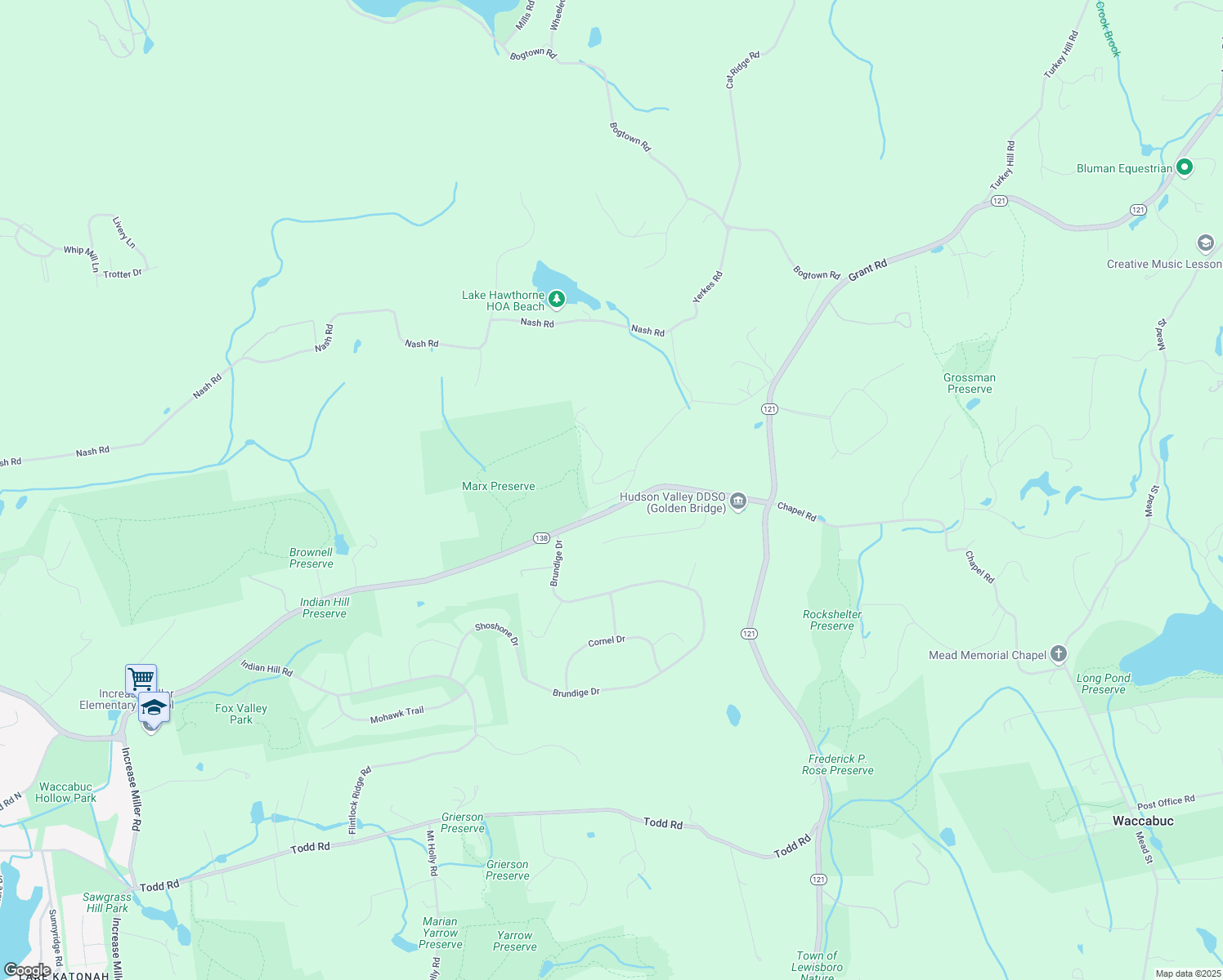 map of restaurants, bars, coffee shops, grocery stores, and more near 7 Sullivan Road in Goldens Bridge