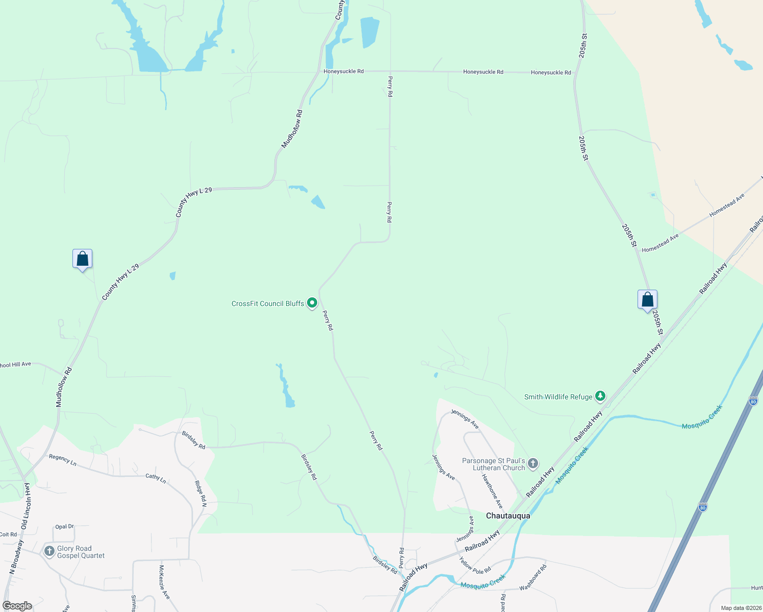 map of restaurants, bars, coffee shops, grocery stores, and more near 20229 Perry Road in Council Bluffs