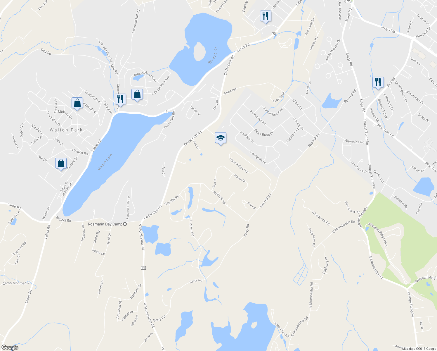 map of restaurants, bars, coffee shops, grocery stores, and more near 20 Jean Drive in Monroe