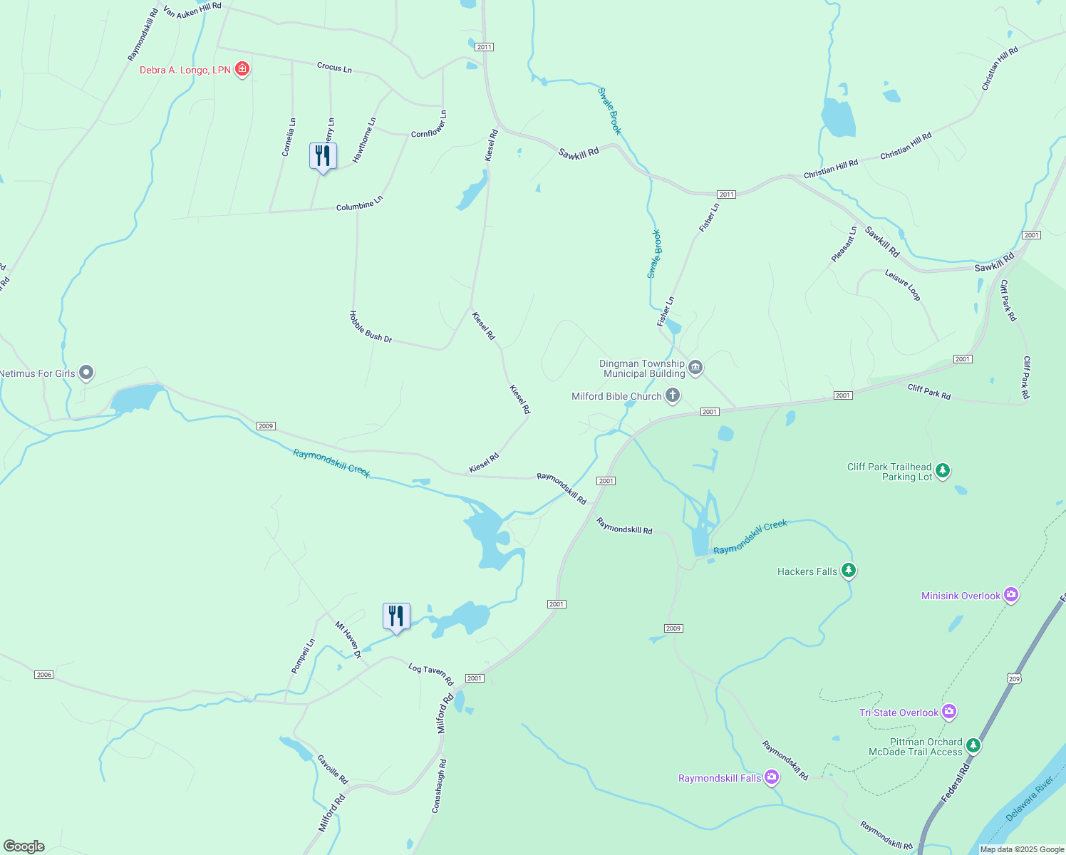 map of restaurants, bars, coffee shops, grocery stores, and more near 206 Kiesel Road in Milford