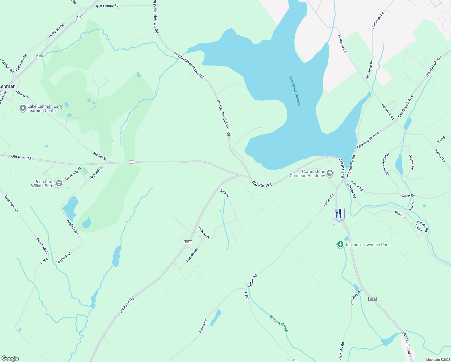 map of restaurants, bars, coffee shops, grocery stores, and more near 124 Jackson Road in Shavertown