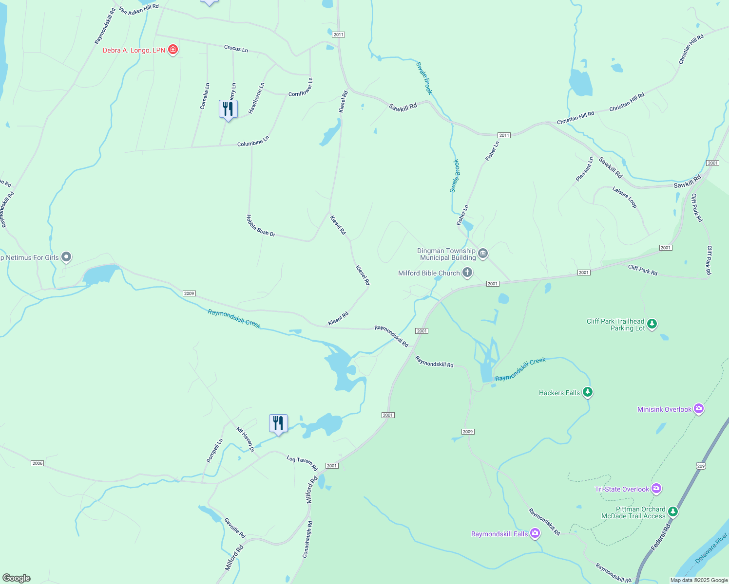 map of restaurants, bars, coffee shops, grocery stores, and more near 206 Kiesel Road in Milford