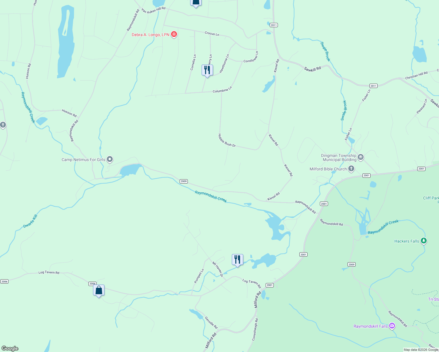map of restaurants, bars, coffee shops, grocery stores, and more near 118 Hobblebush Court in Milford