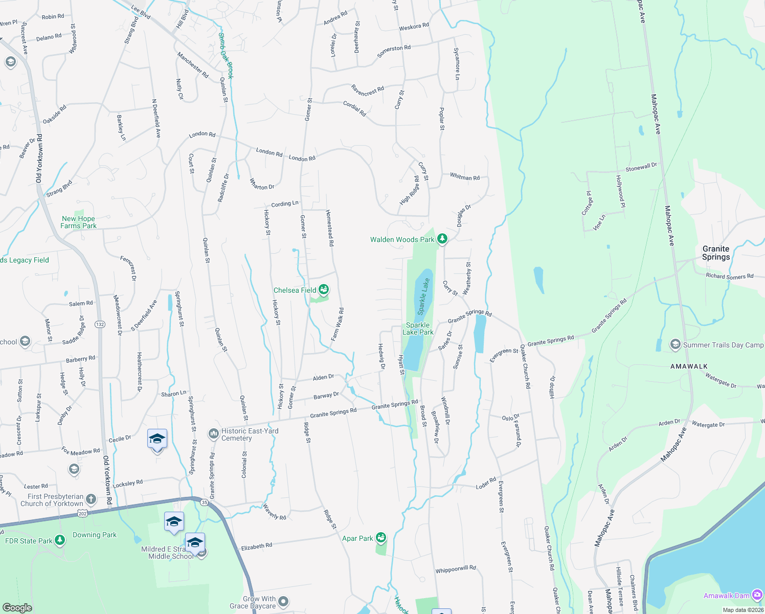 map of restaurants, bars, coffee shops, grocery stores, and more near 242 Locust Road in Yorktown Heights