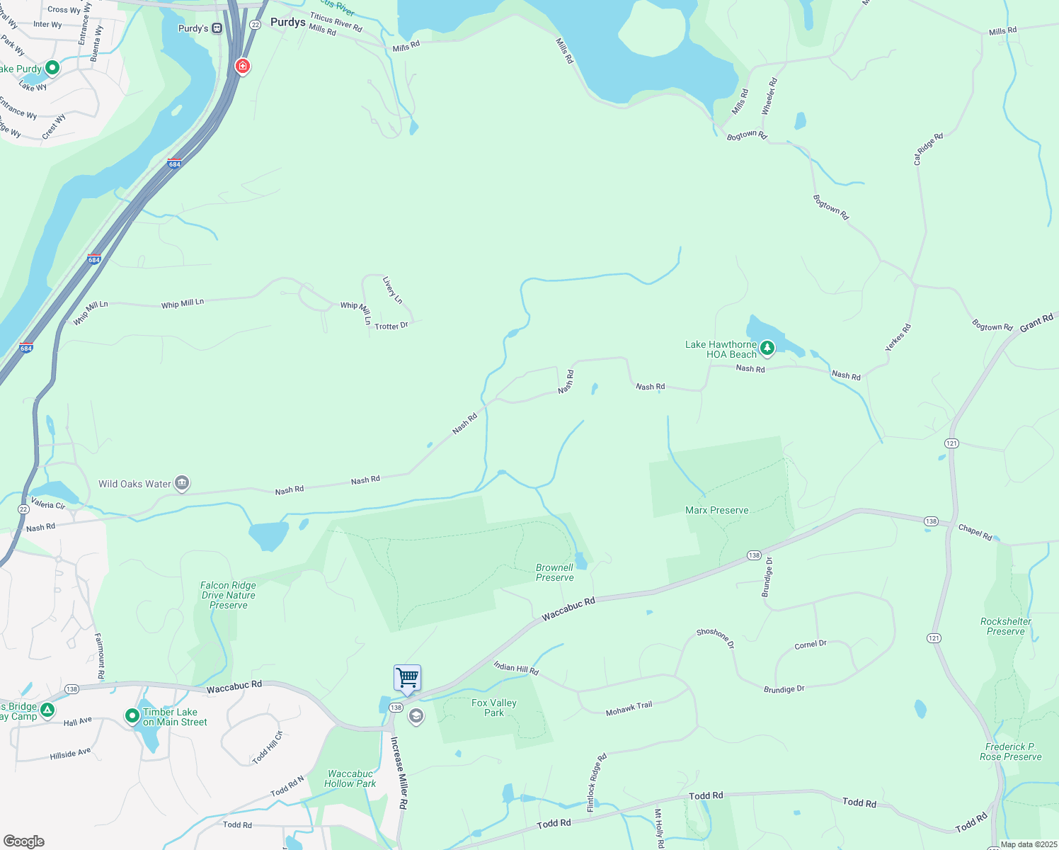 map of restaurants, bars, coffee shops, grocery stores, and more near 243 Nash Road in North Salem