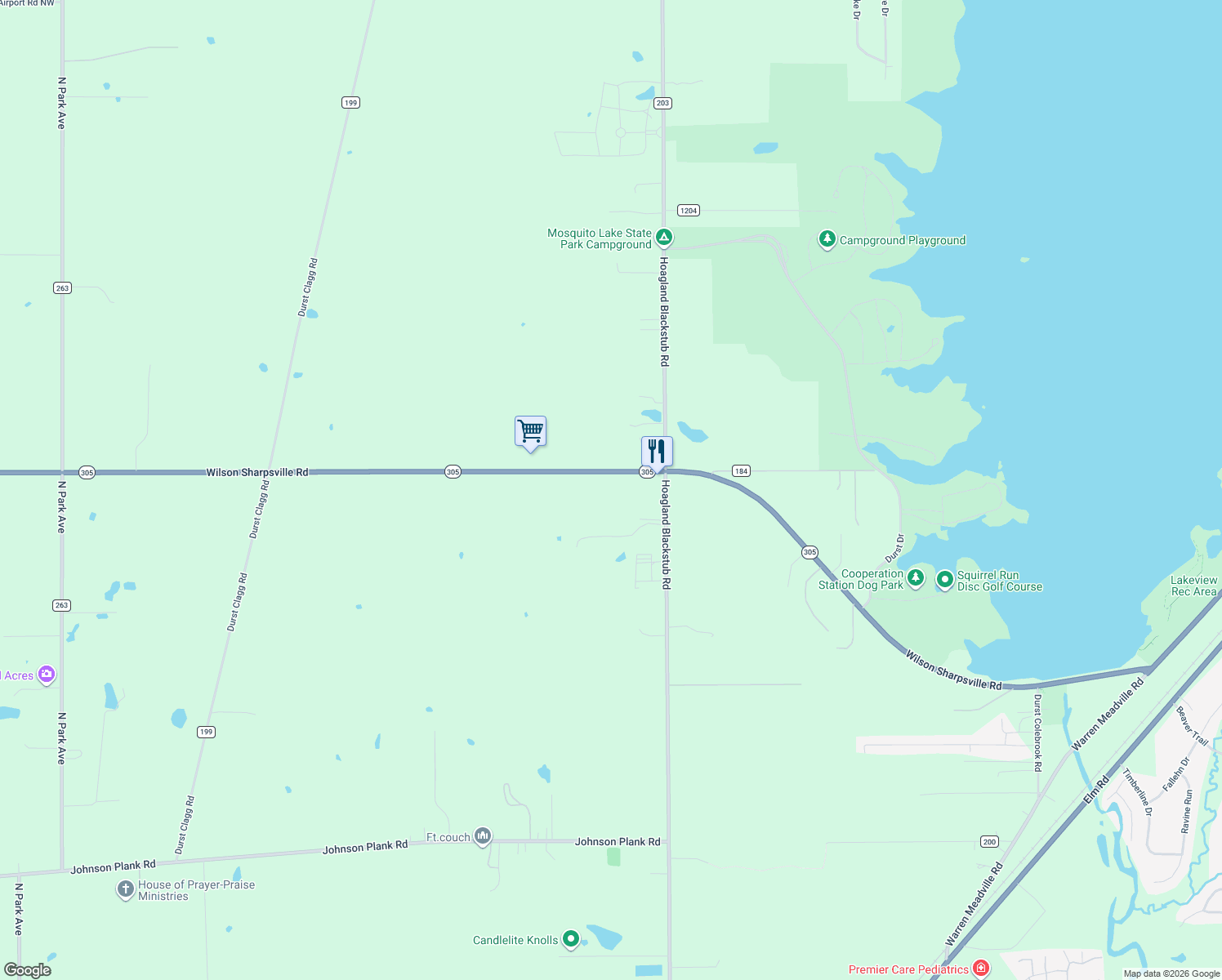 map of restaurants, bars, coffee shops, grocery stores, and more near 1060 Wilson Sharpsville Road in Cortland