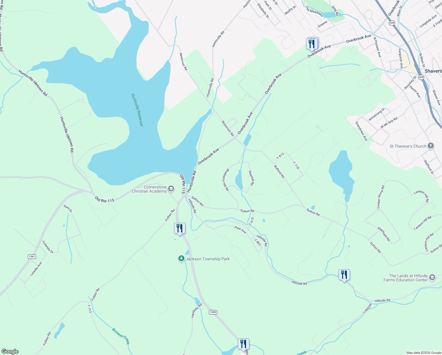 map of restaurants, bars, coffee shops, grocery stores, and more near 232-298 Blueberry Hill Road in Luzerne