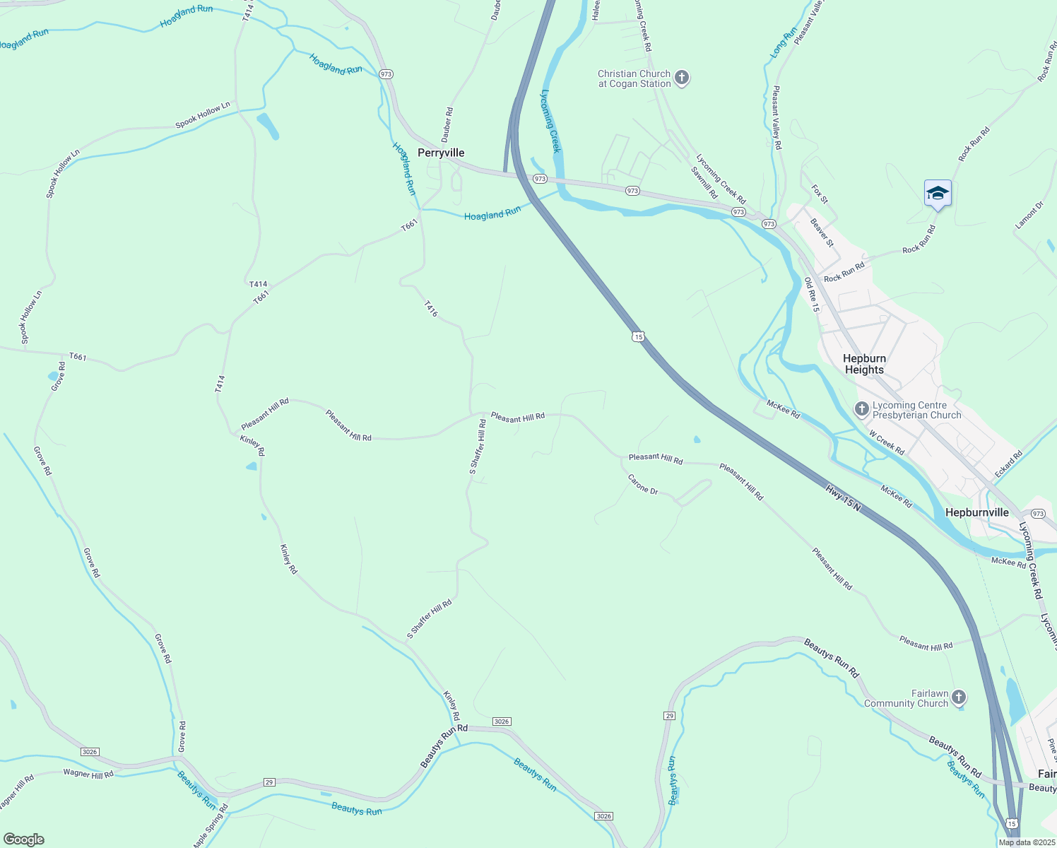 map of restaurants, bars, coffee shops, grocery stores, and more near 1953 Pleasant Hill Road in Cogan Station