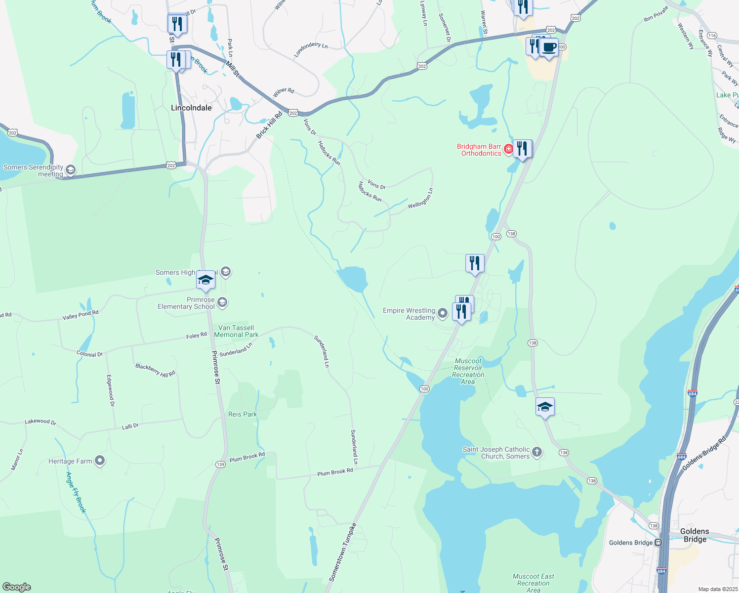 map of restaurants, bars, coffee shops, grocery stores, and more near 24 Annarock Drive in Westchester County
