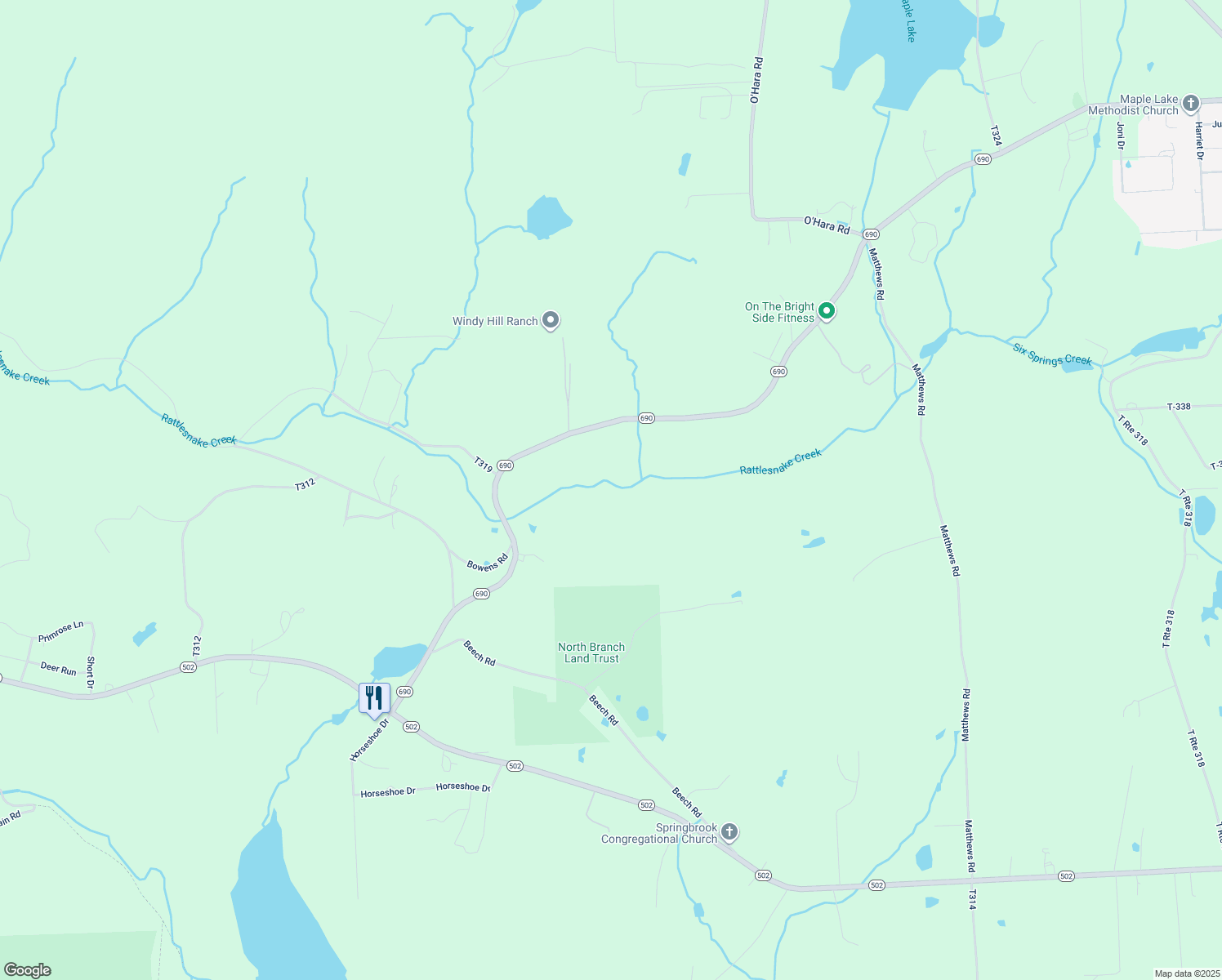 map of restaurants, bars, coffee shops, grocery stores, and more near 690 O'Hara Road in Lackawanna County