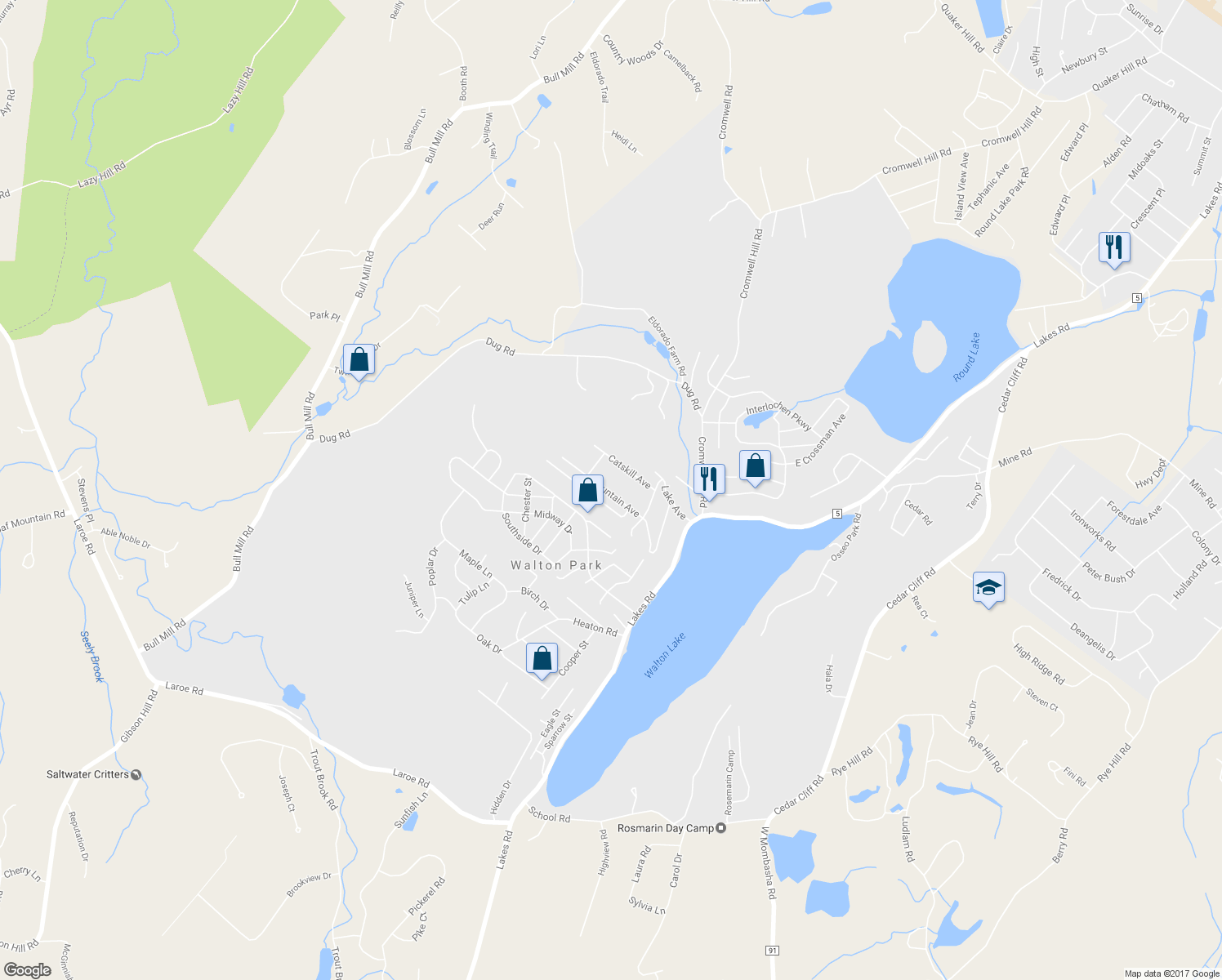 map of restaurants, bars, coffee shops, grocery stores, and more near 331 Mountain Ave in Monroe