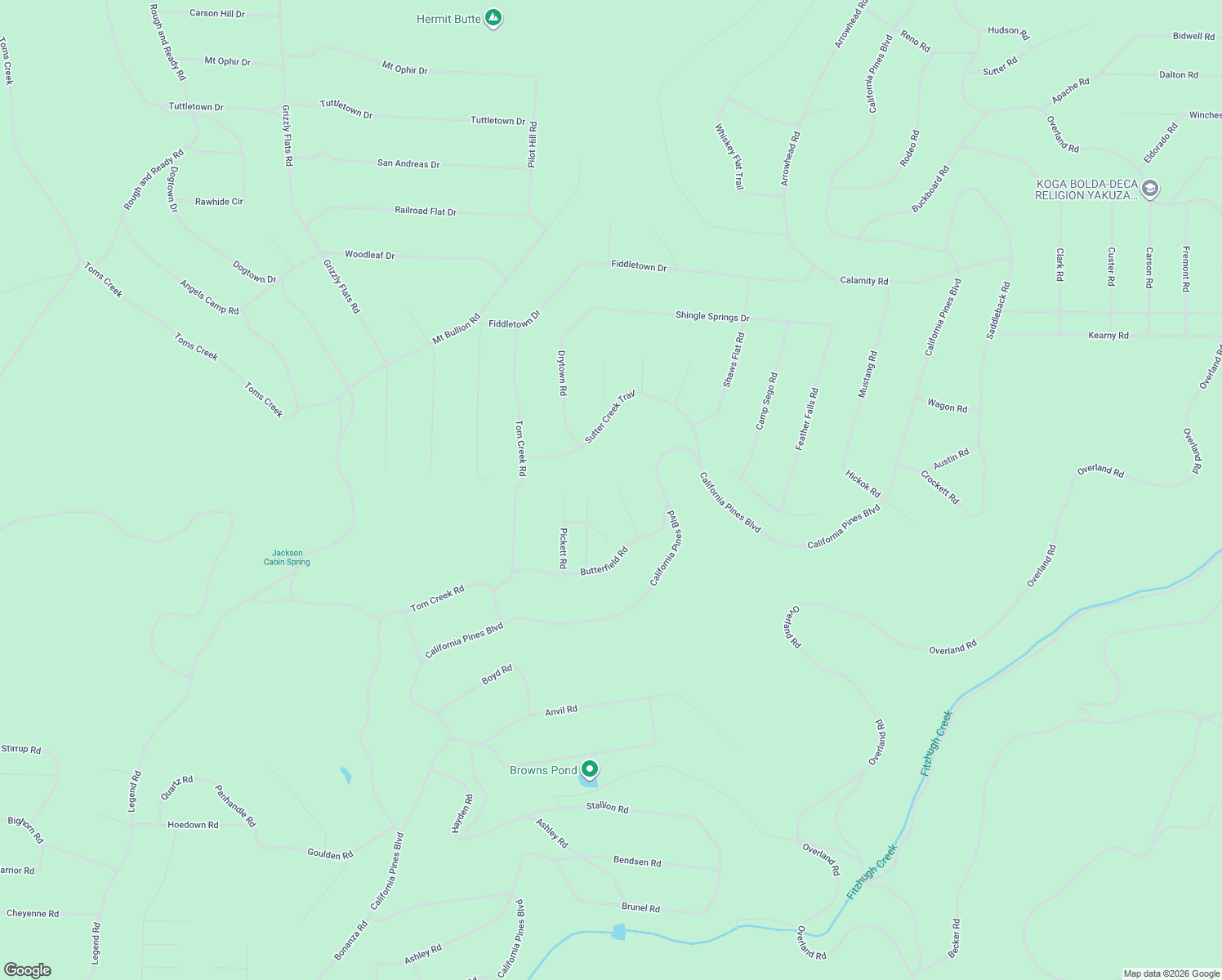 map of restaurants, bars, coffee shops, grocery stores, and more near in California Pines