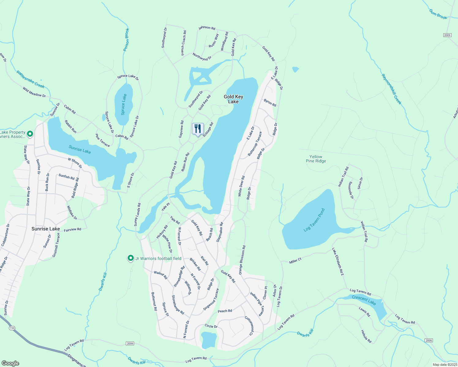 map of restaurants, bars, coffee shops, grocery stores, and more near East Lake Drive in Milford