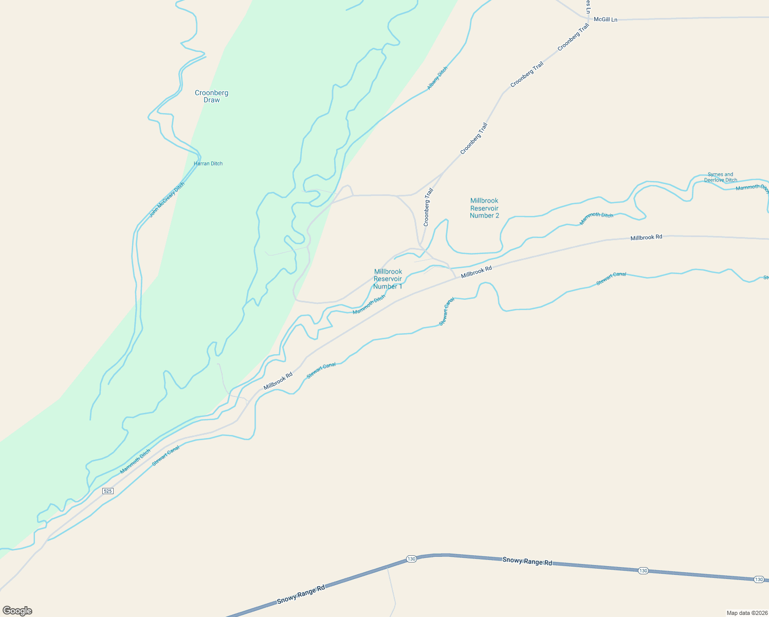 map of restaurants, bars, coffee shops, grocery stores, and more near 266 Millbrook Road in Laramie