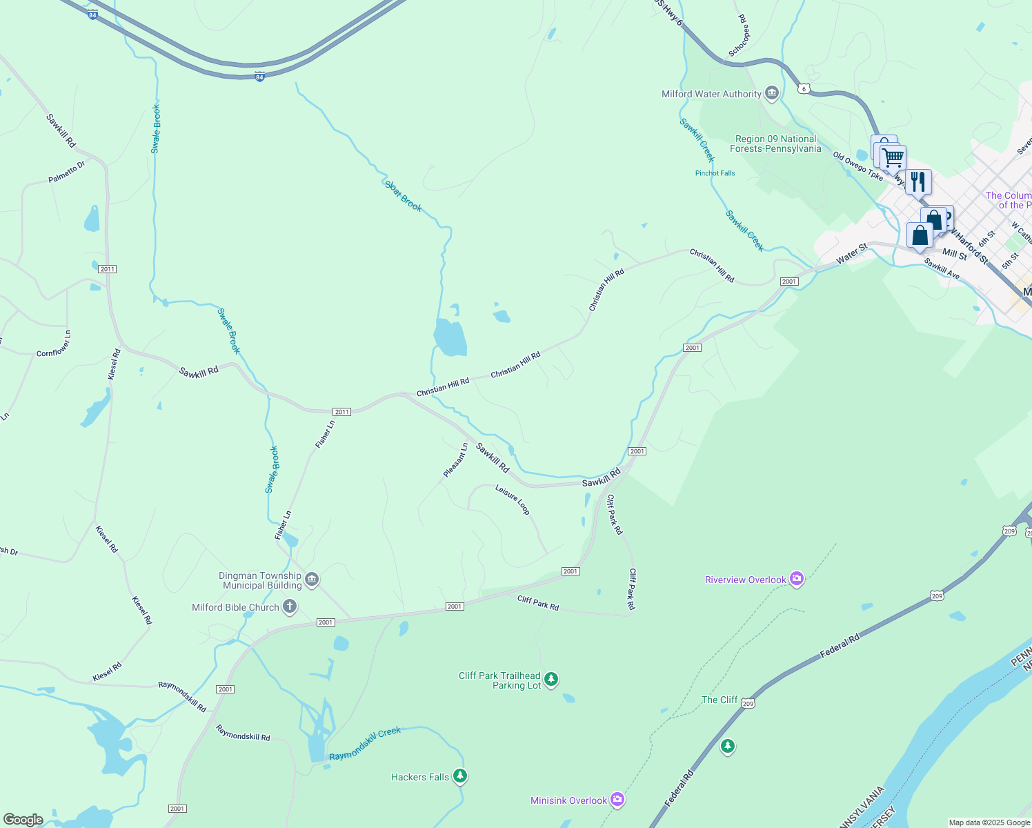 map of restaurants, bars, coffee shops, grocery stores, and more near 118 Stonehedge Lane in Milford