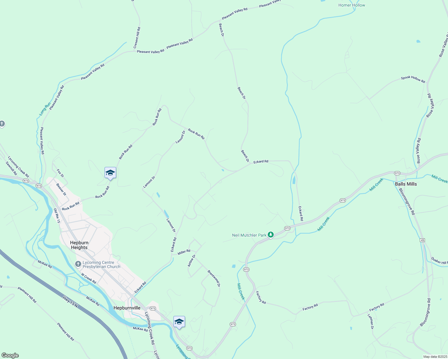 map of restaurants, bars, coffee shops, grocery stores, and more near 1075-1273 Eckard Road in Cogan Station