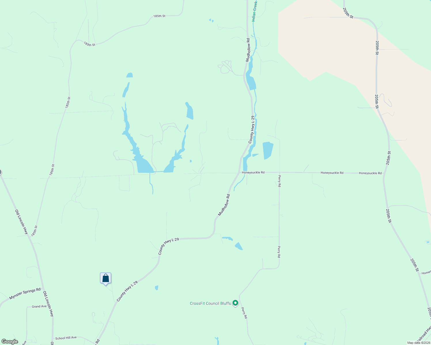 map of restaurants, bars, coffee shops, grocery stores, and more near 19439 Honeysuckle Road in Council Bluffs