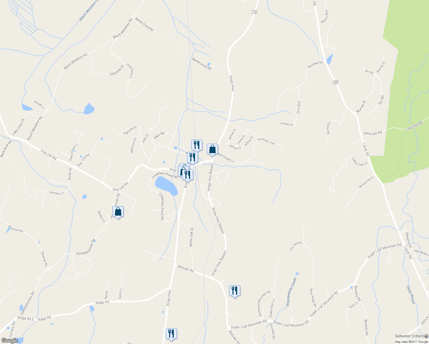 map of restaurants, bars, coffee shops, grocery stores, and more near 24 Pewter Circle in Chester