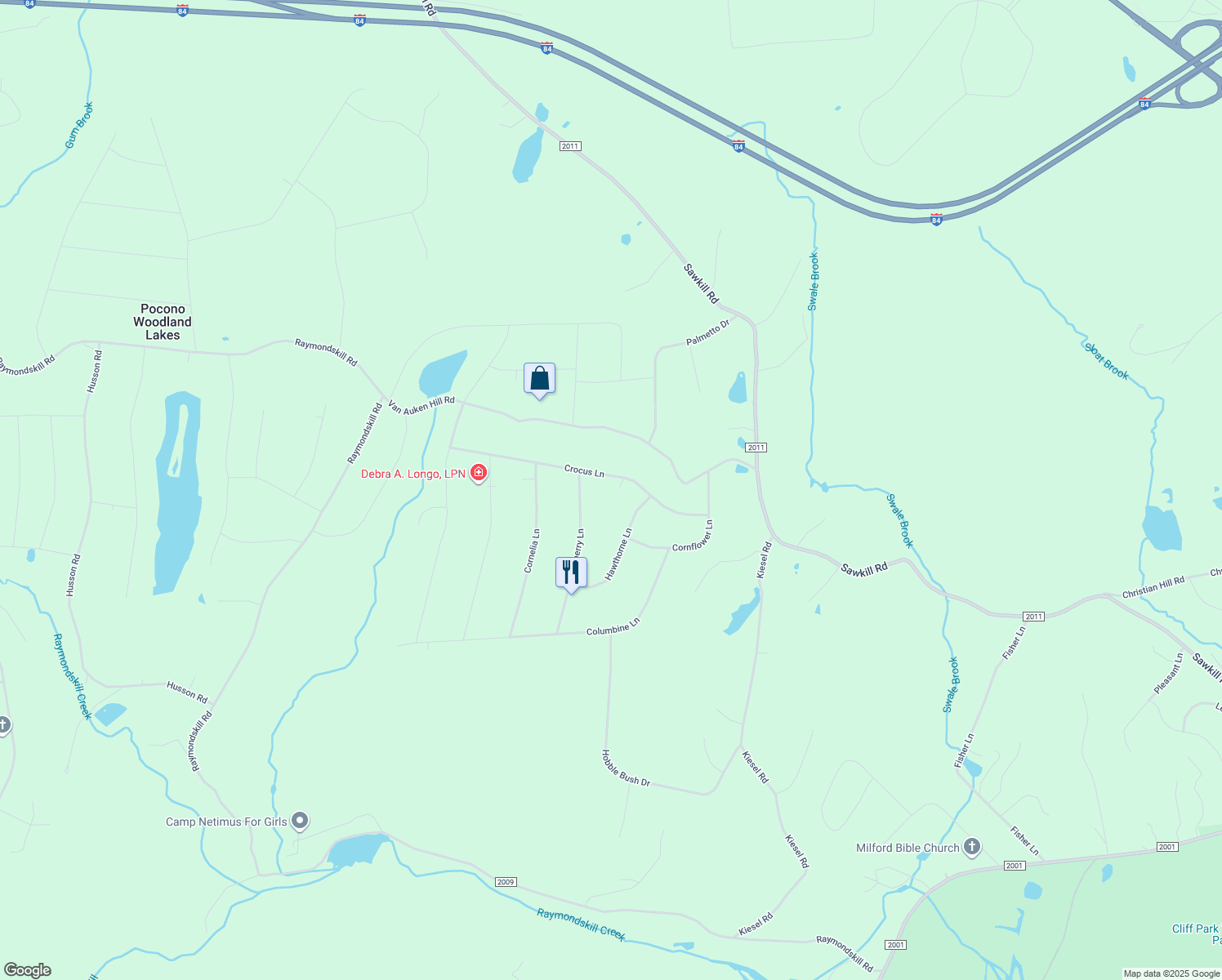 map of restaurants, bars, coffee shops, grocery stores, and more near 132 Crocus Lane in Milford
