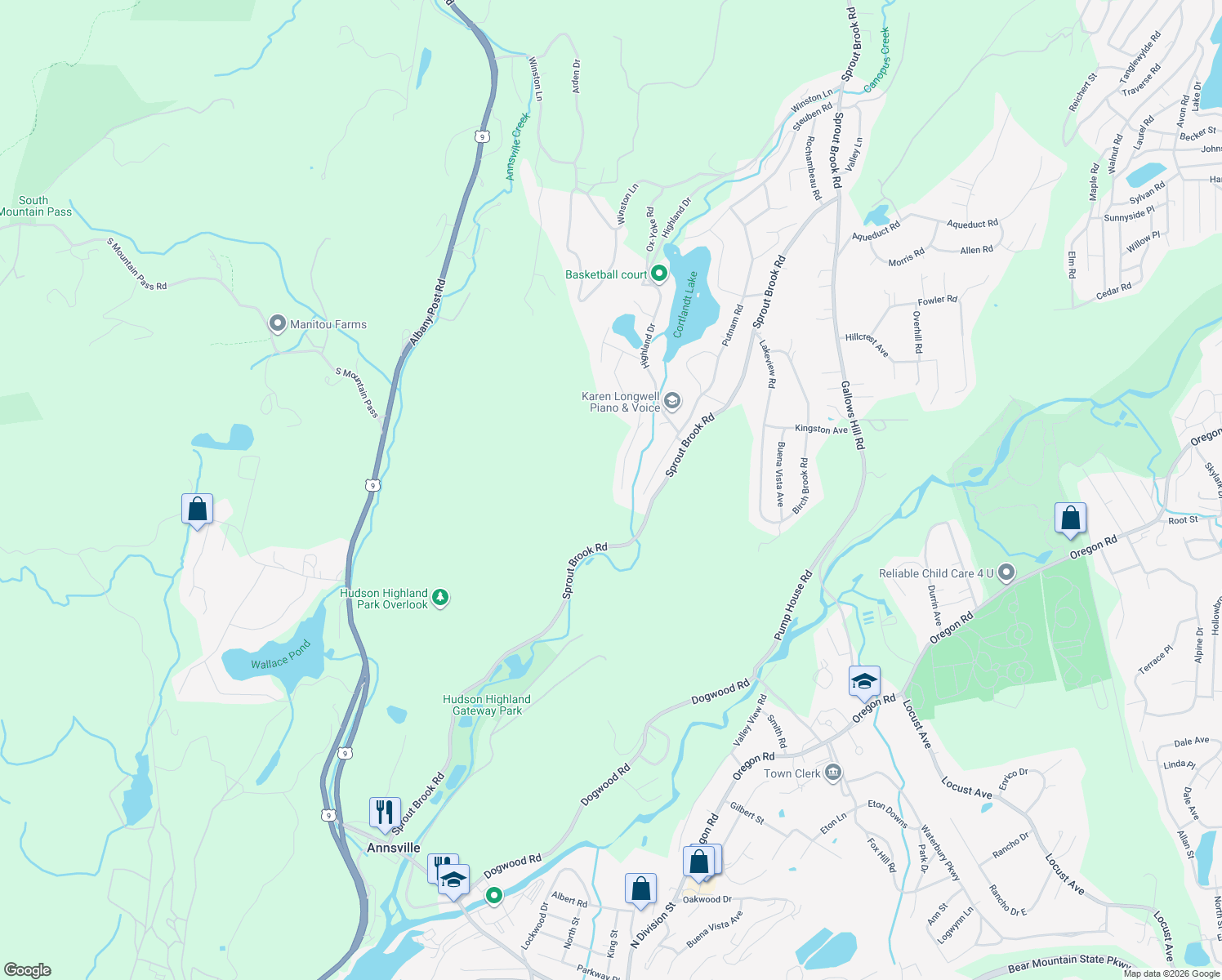 map of restaurants, bars, coffee shops, grocery stores, and more near 81 Wharton Drive in Cortlandt
