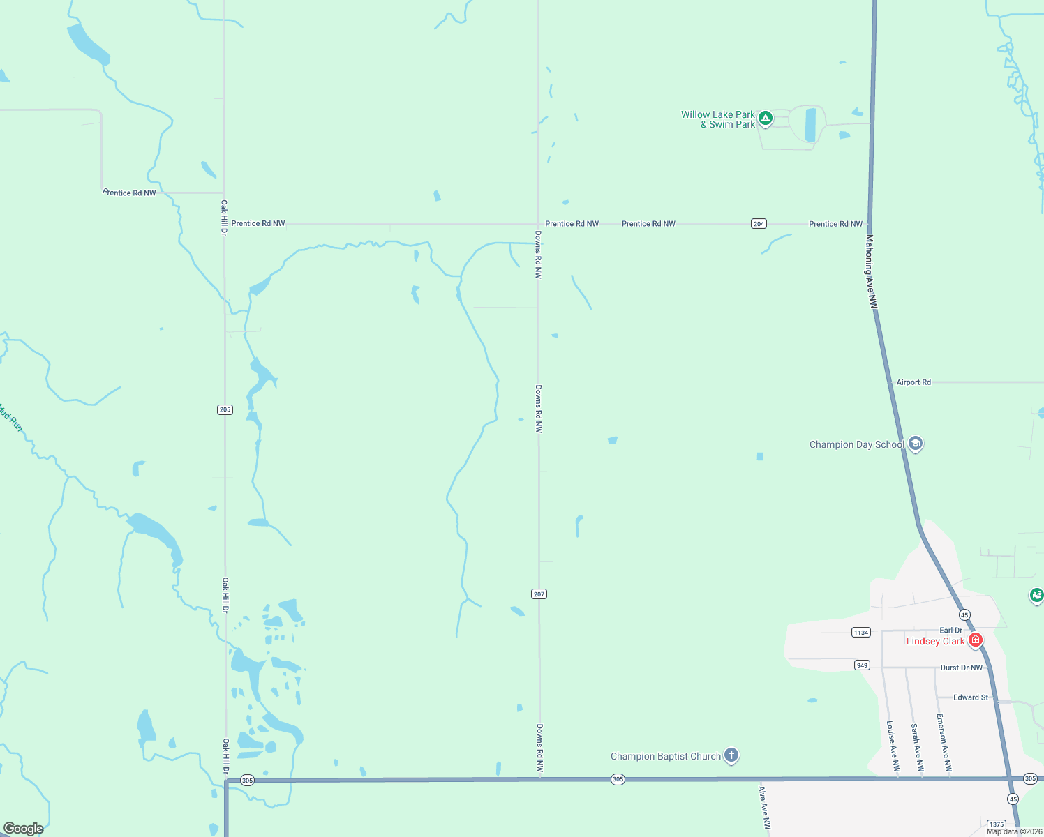 map of restaurants, bars, coffee shops, grocery stores, and more near 6301 Downs Rd NW in Warren
