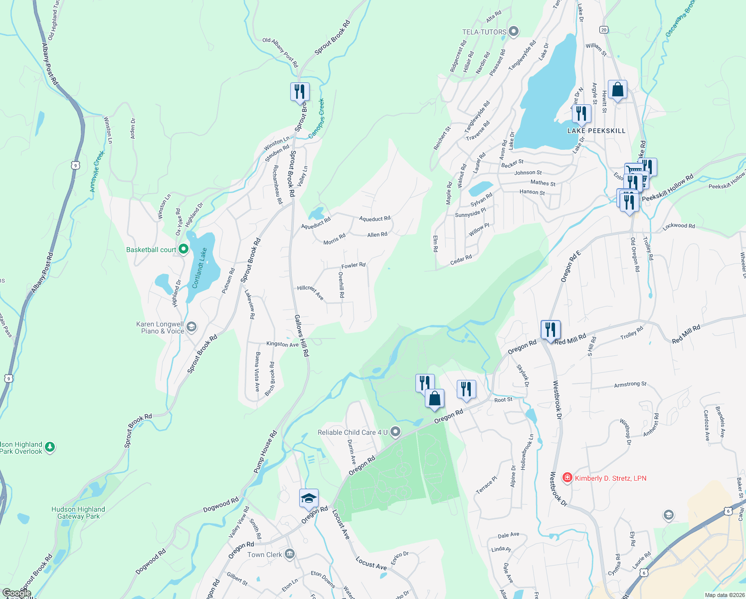map of restaurants, bars, coffee shops, grocery stores, and more near 23 Ernst Road in Cortlandt