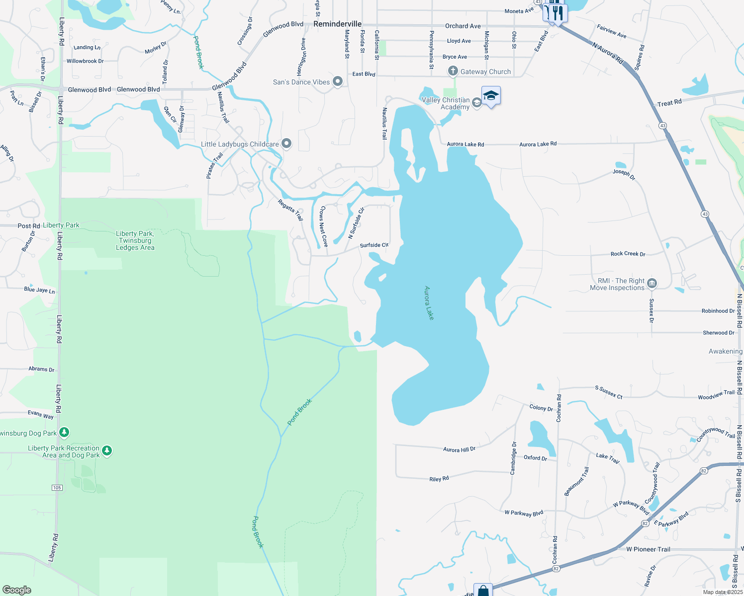 map of restaurants, bars, coffee shops, grocery stores, and more near 9879 Pebble Beach Cove in Aurora