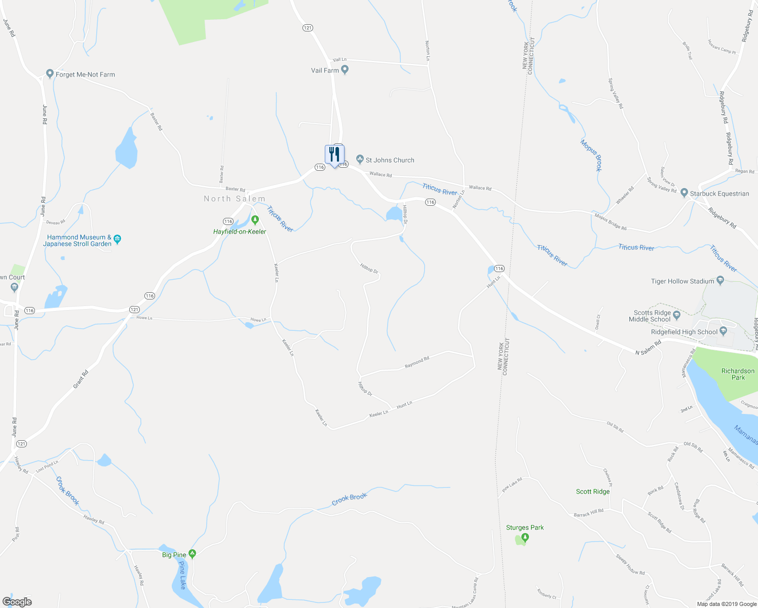 map of restaurants, bars, coffee shops, grocery stores, and more near 29 Hilltop Drive in North Salem